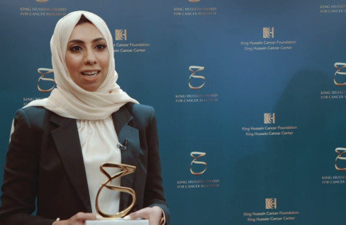 Embedded thumbnail for Dr. Wafa’a Ramadan, Postdoctoral Research Associate in Research Institute for Medical and Health Sciences in University of Sharjah, United Arab Emirates and winner of King Hussein Cancer Research Award in the promising research grant category