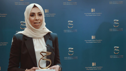 Embedded thumbnail for Dr. Wafa’a Ramadan, Postdoctoral Research Associate in Research Institute for Medical and Health Sciences in University of Sharjah, United Arab Emirates and winner of King Hussein Cancer Research Award in the promising research grant category