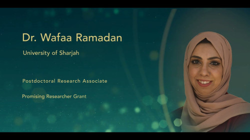 Embedded thumbnail for جائزة الحسين لأبحاث السرطان - الدكتورة وفاء رمضان الفائزة عن منحة الباحث الواعد